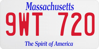 MA license plate 9WT720