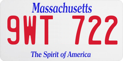 MA license plate 9WT722