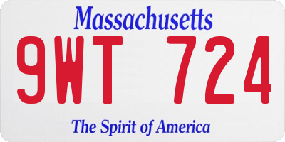 MA license plate 9WT724