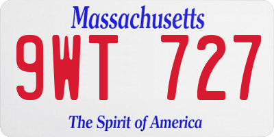 MA license plate 9WT727