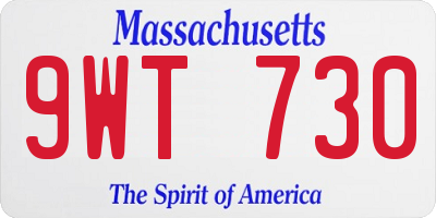 MA license plate 9WT730