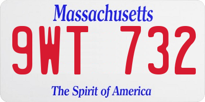 MA license plate 9WT732