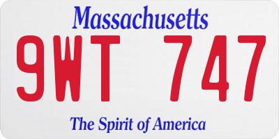 MA license plate 9WT747