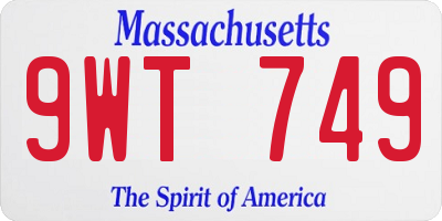 MA license plate 9WT749