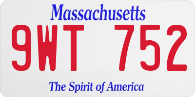 MA license plate 9WT752