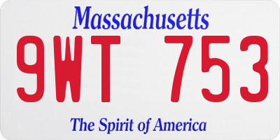 MA license plate 9WT753