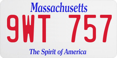 MA license plate 9WT757