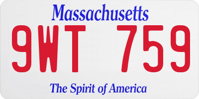 MA license plate 9WT759