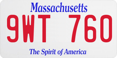 MA license plate 9WT760