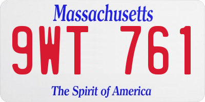 MA license plate 9WT761