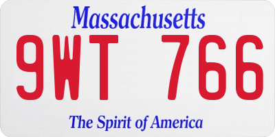 MA license plate 9WT766