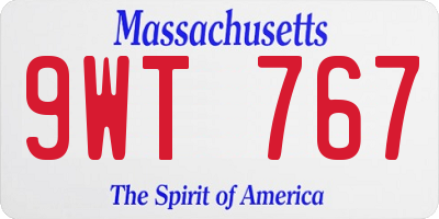 MA license plate 9WT767