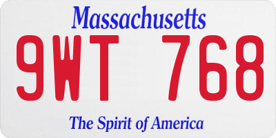 MA license plate 9WT768