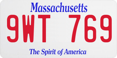 MA license plate 9WT769