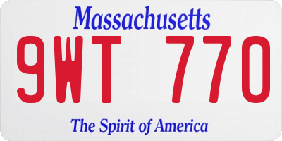 MA license plate 9WT770