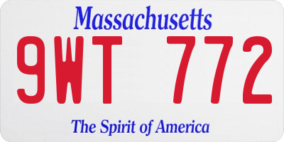 MA license plate 9WT772