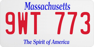 MA license plate 9WT773