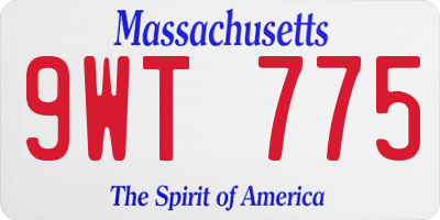 MA license plate 9WT775