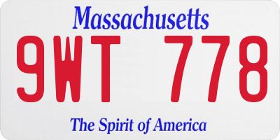 MA license plate 9WT778