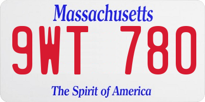 MA license plate 9WT780