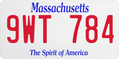 MA license plate 9WT784
