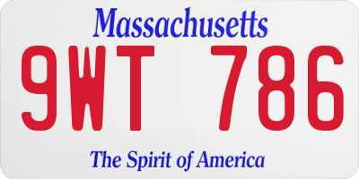 MA license plate 9WT786
