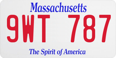 MA license plate 9WT787