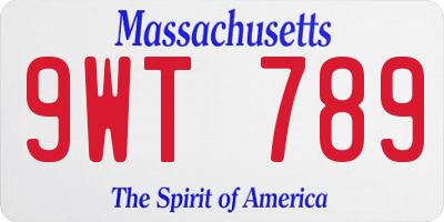 MA license plate 9WT789