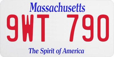 MA license plate 9WT790