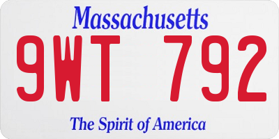MA license plate 9WT792