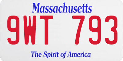 MA license plate 9WT793