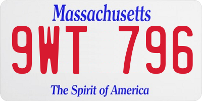 MA license plate 9WT796