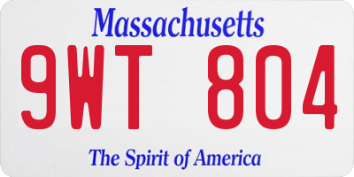 MA license plate 9WT804