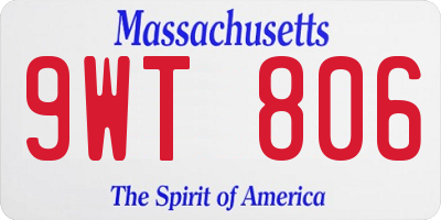 MA license plate 9WT806