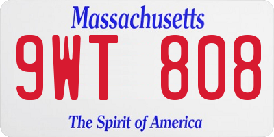 MA license plate 9WT808