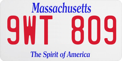 MA license plate 9WT809
