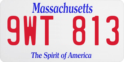 MA license plate 9WT813