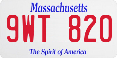 MA license plate 9WT820