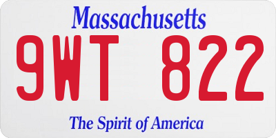 MA license plate 9WT822