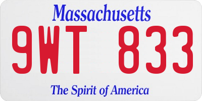 MA license plate 9WT833
