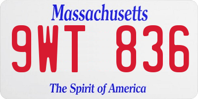 MA license plate 9WT836