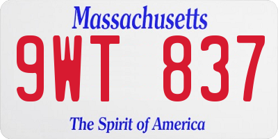MA license plate 9WT837