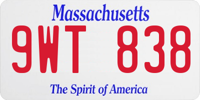 MA license plate 9WT838