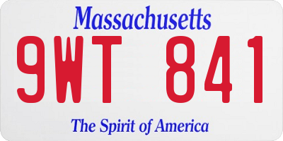 MA license plate 9WT841