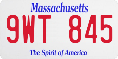 MA license plate 9WT845