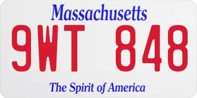 MA license plate 9WT848
