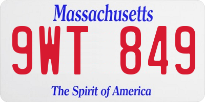 MA license plate 9WT849