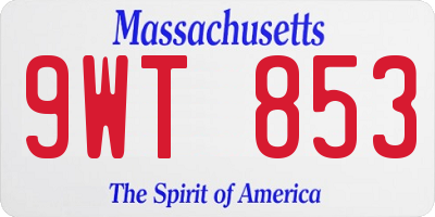 MA license plate 9WT853