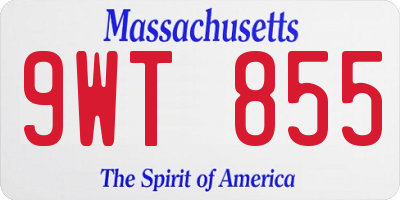 MA license plate 9WT855