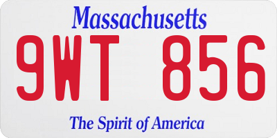 MA license plate 9WT856